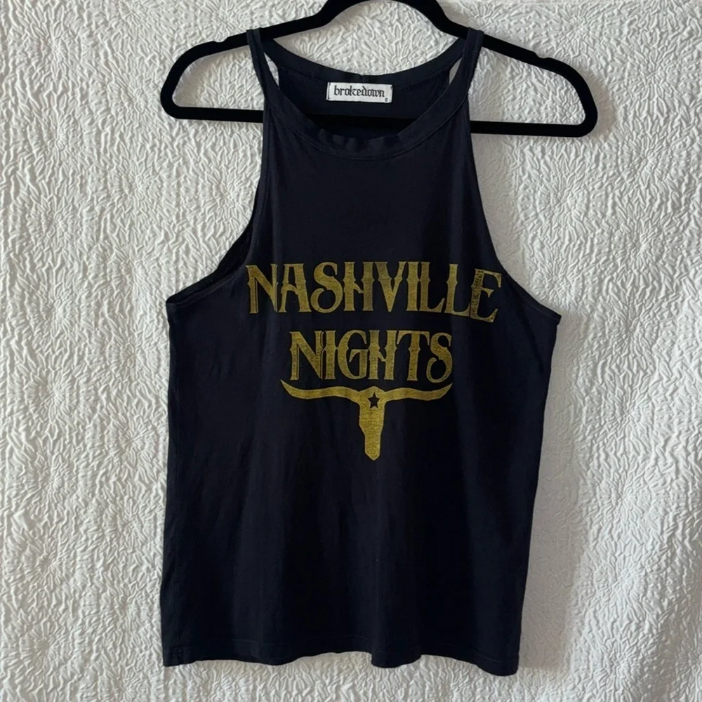 Brokedown "Nashville Nights" Graphic Racerback Tank Top - Picture 1 of 5
